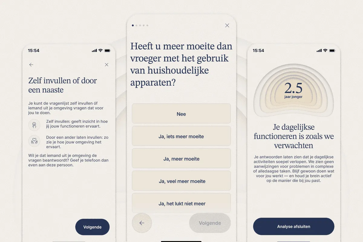 Voorbeeld van de A-IADL vragenlijst in de Remind app